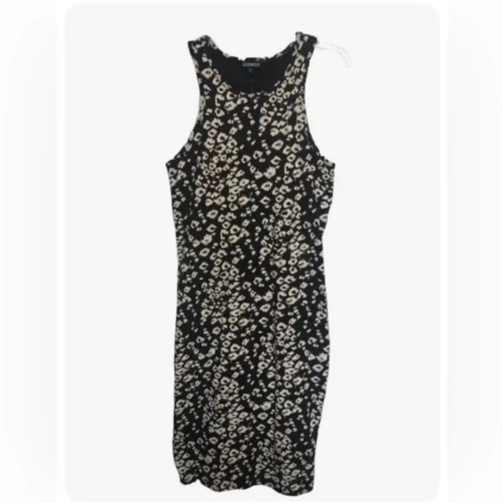 EXPRESS Black And Cream Floral Midi Tank Dress Women Size Large